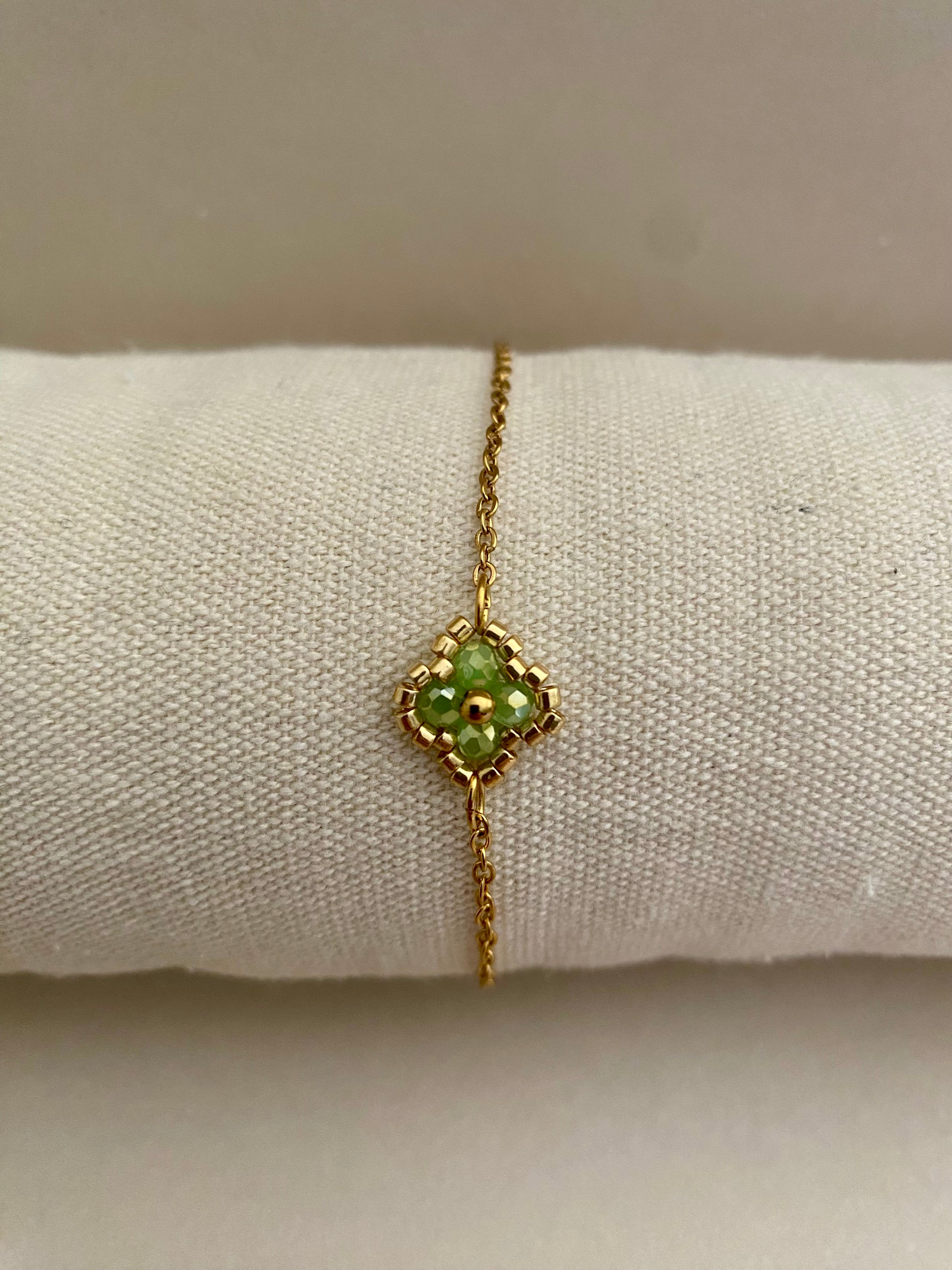 Bracelet fleur vert