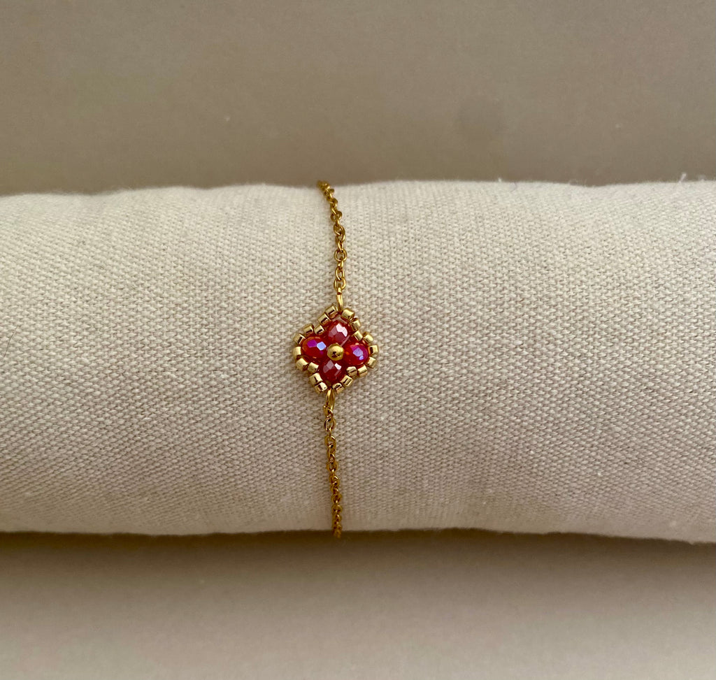 Bracelet fleur rouge