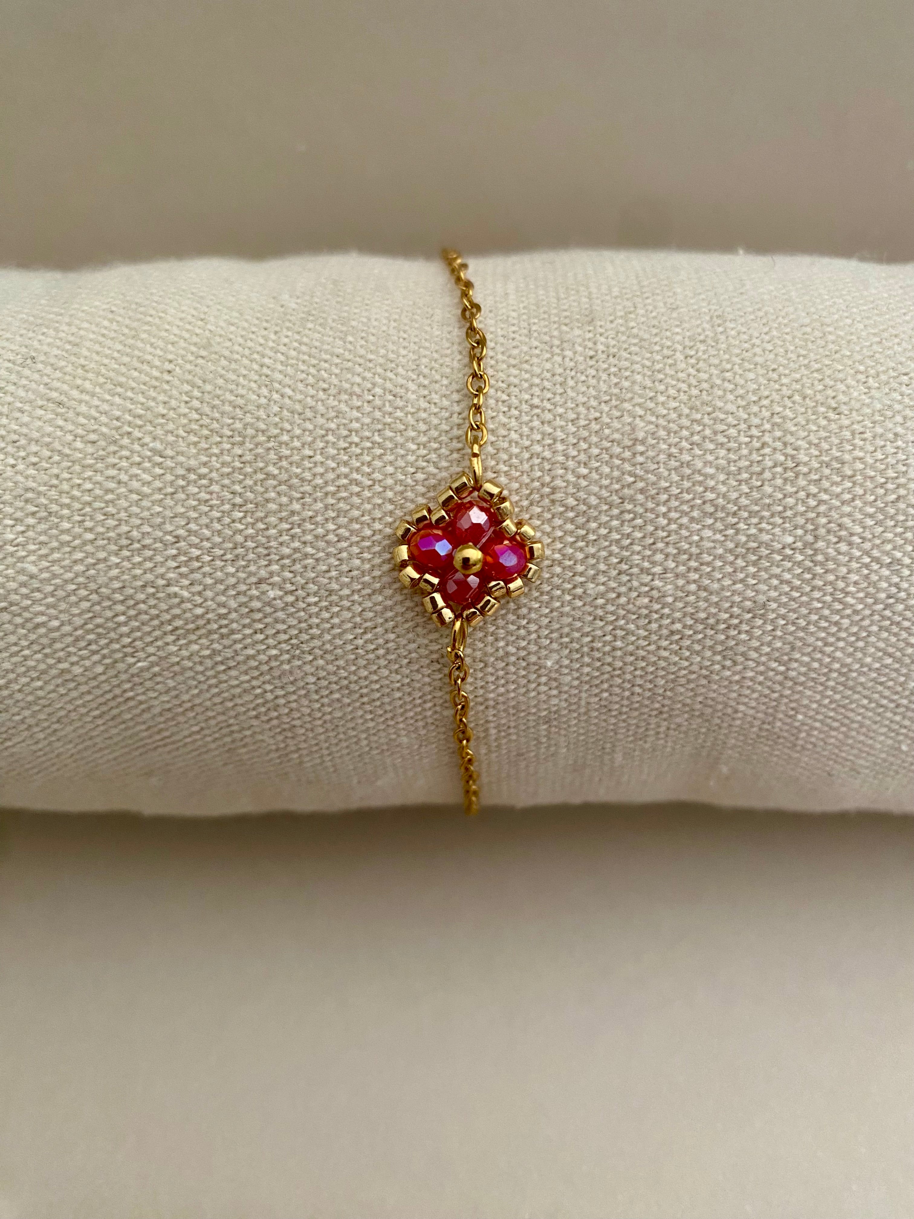 Bracelet fleur rouge